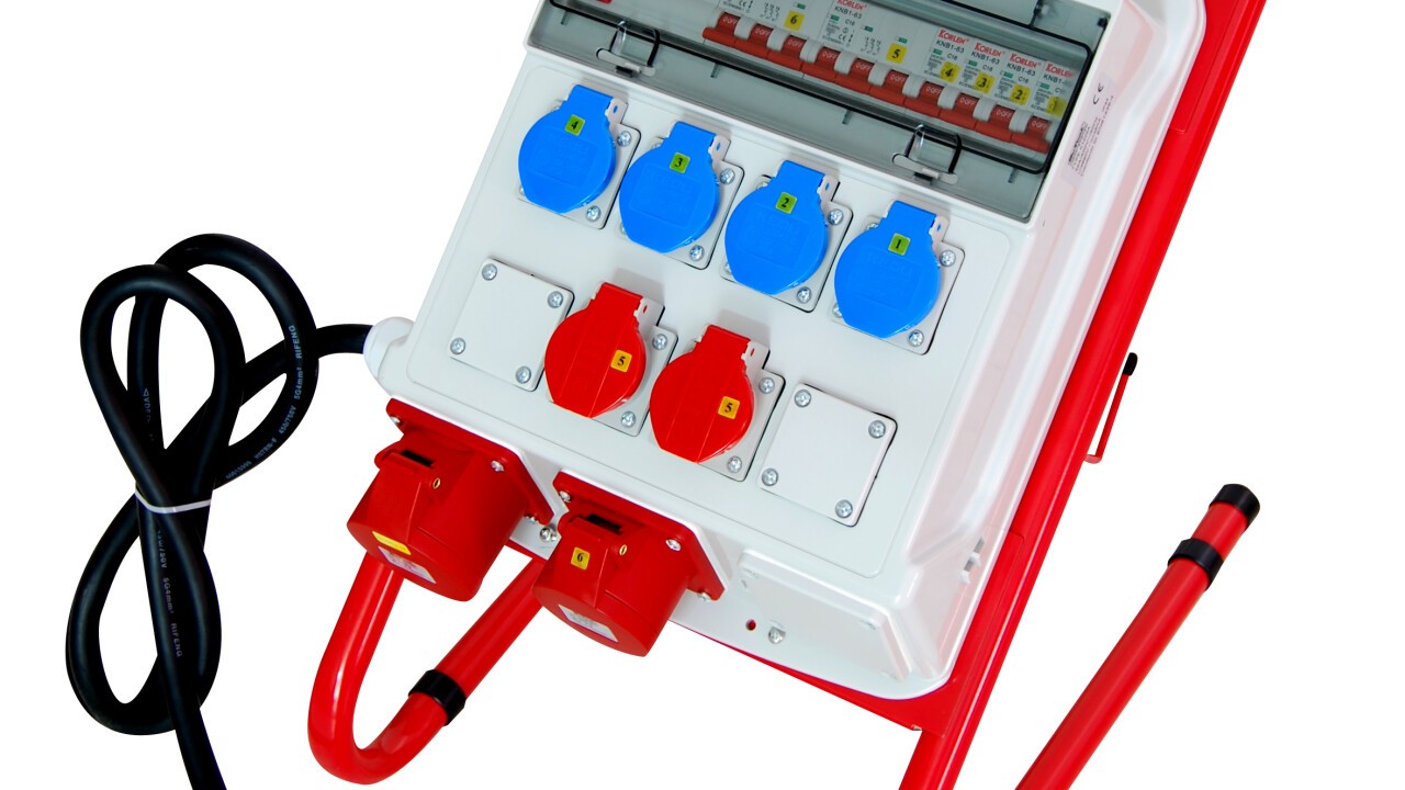 Stromverteil-Box 32A mit Ständer, S+geprüft