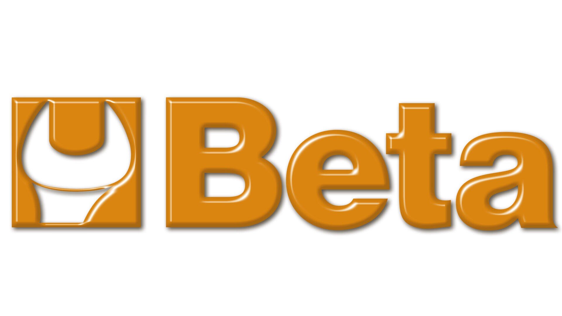 Der Text „Orange Beta“ neben einem quadratischen Logo mit einem stilisierten Schraubenschlüssel-Symbol, alles auf weißem Hintergrund.