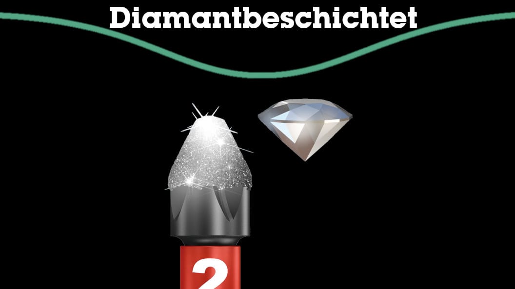 Diamantbeschichtung gegen Cam-Out Kräfte.