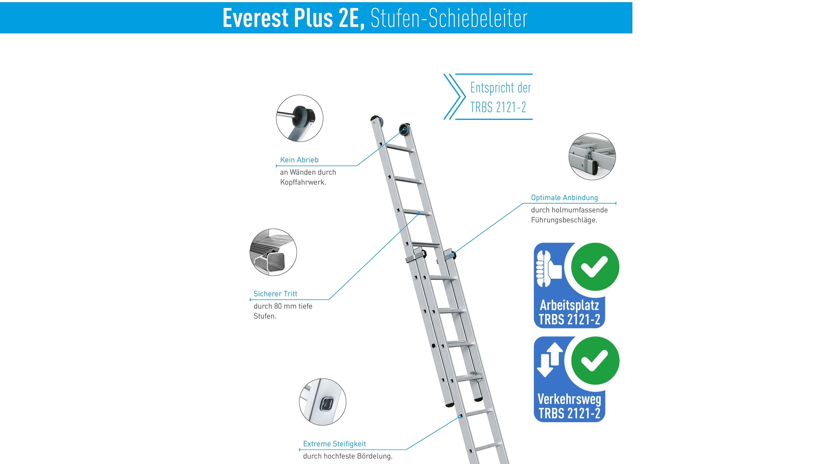 Die Vorteile der ZARGES Stufen-Schiebeleiter Everest Plus 2E